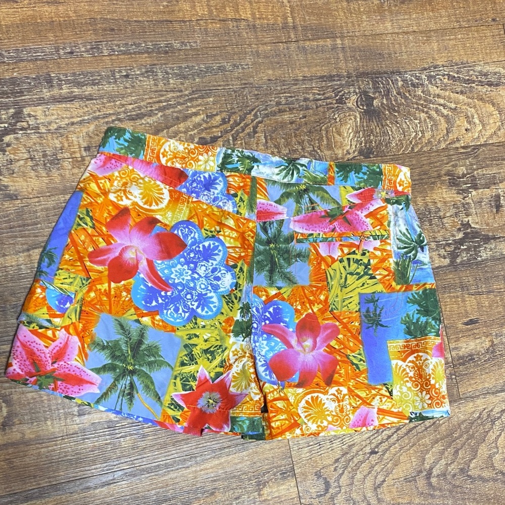 No Boundaries size small Orange and Blue Floral Swim Shorts patchwork tropical - Picture 8 of 11